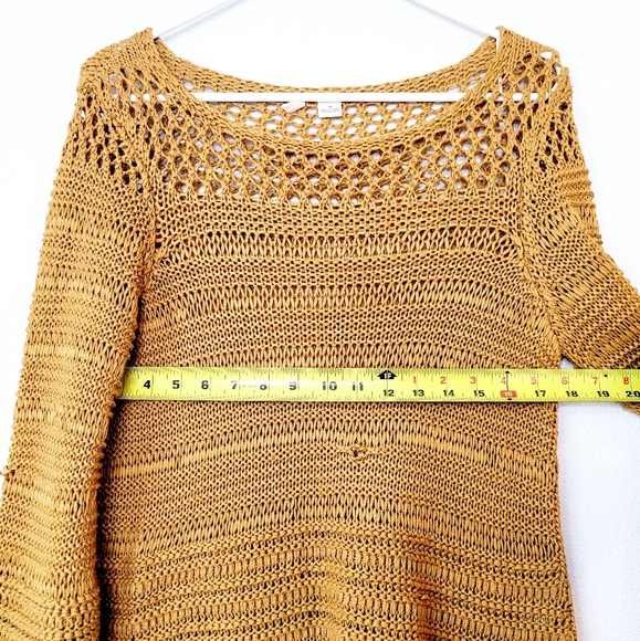 Anthropologie Moth chunky open knit crocheted sweater yellow boho NEW Size M - Picture 6 of 8
